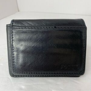 Fossil Black Leather Men’s Trifold Wallet, Card Holder & ID Holder